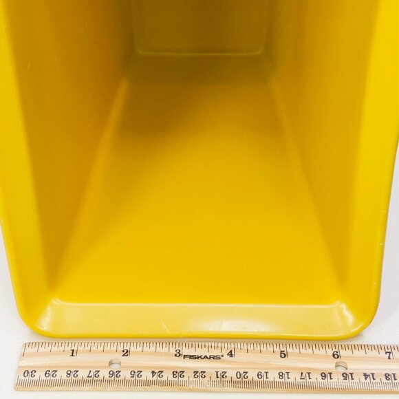 Vintage 60s Rubbermaid Mustard Yellow Plastic Small Trash Can Wastebasket - Picture 11 of 11